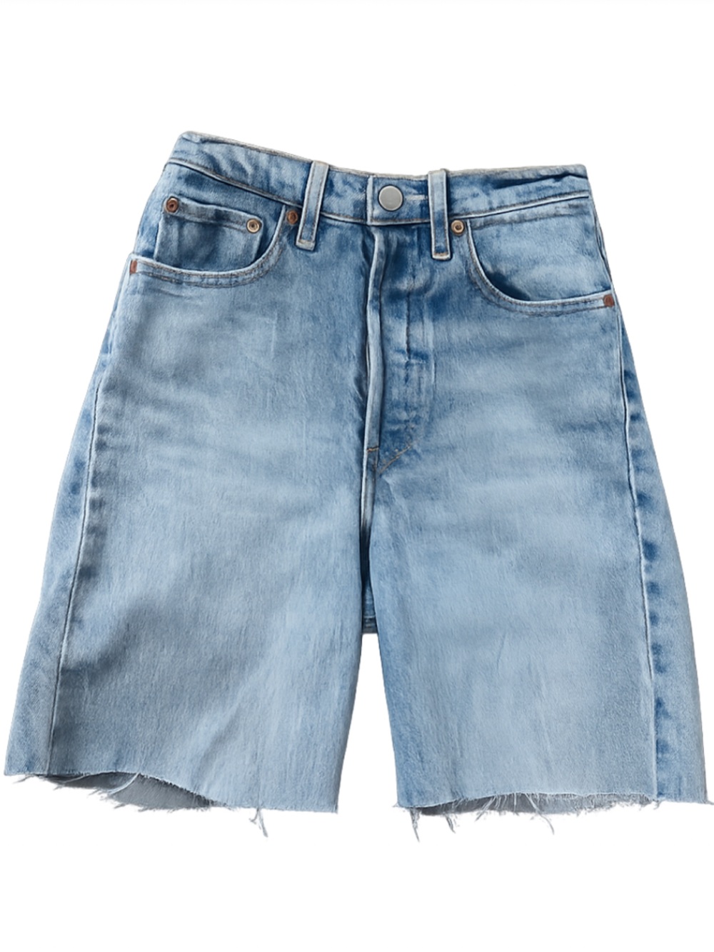 Levi's Rib Cage Bermuda Light Blue Cutoff Boyfriend Denim Shorts, Size 24